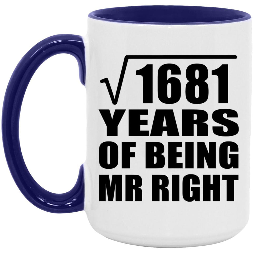 41st Anniversary Square Root of 1681 Years of Being Mr Right - 15oz Accent Mug Purple