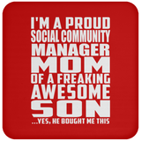 Proud Social Community Manager Mom Of Awesome Son - Drink Coaster