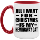 All I Want For Christmas Is My Hemingway Cat - 15oz Accent Mug Red