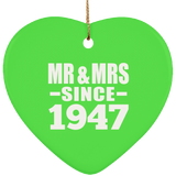 77th Anniversary Mr & Mrs Since 1947 - Heart Ornament