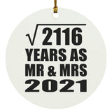 46th Anniversary Square Root of 2116 Years As Mr & Mrs 2021 - Circle Ornament