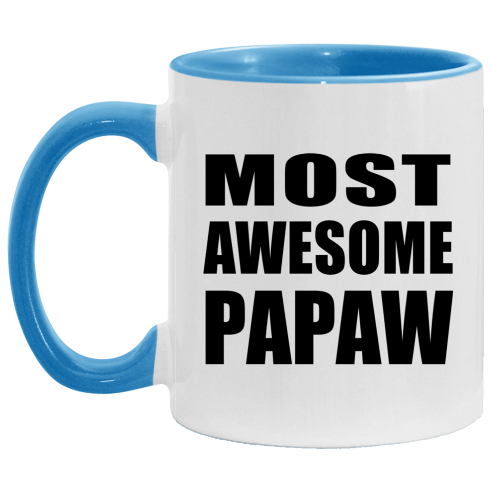 Most Awesome Papaw - 11oz Accent Mug Blue