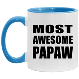 Most Awesome Papaw - 11oz Accent Mug Blue