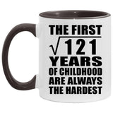 11th Birthday Square Root of 121 Years of Childhood - 11oz Accent Mug Black