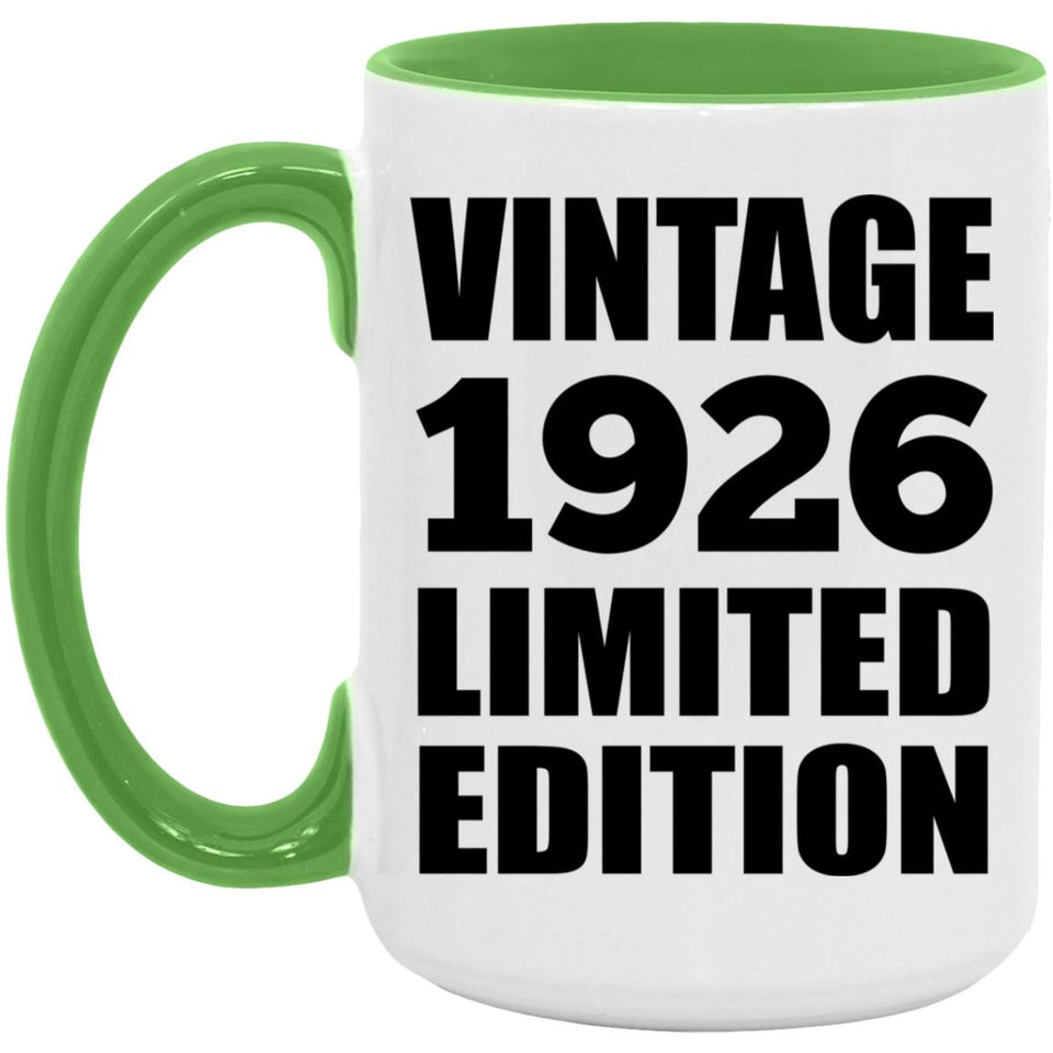 98th Birthday Vintage 1926 Limited Edition - 15oz Accent Mug Green