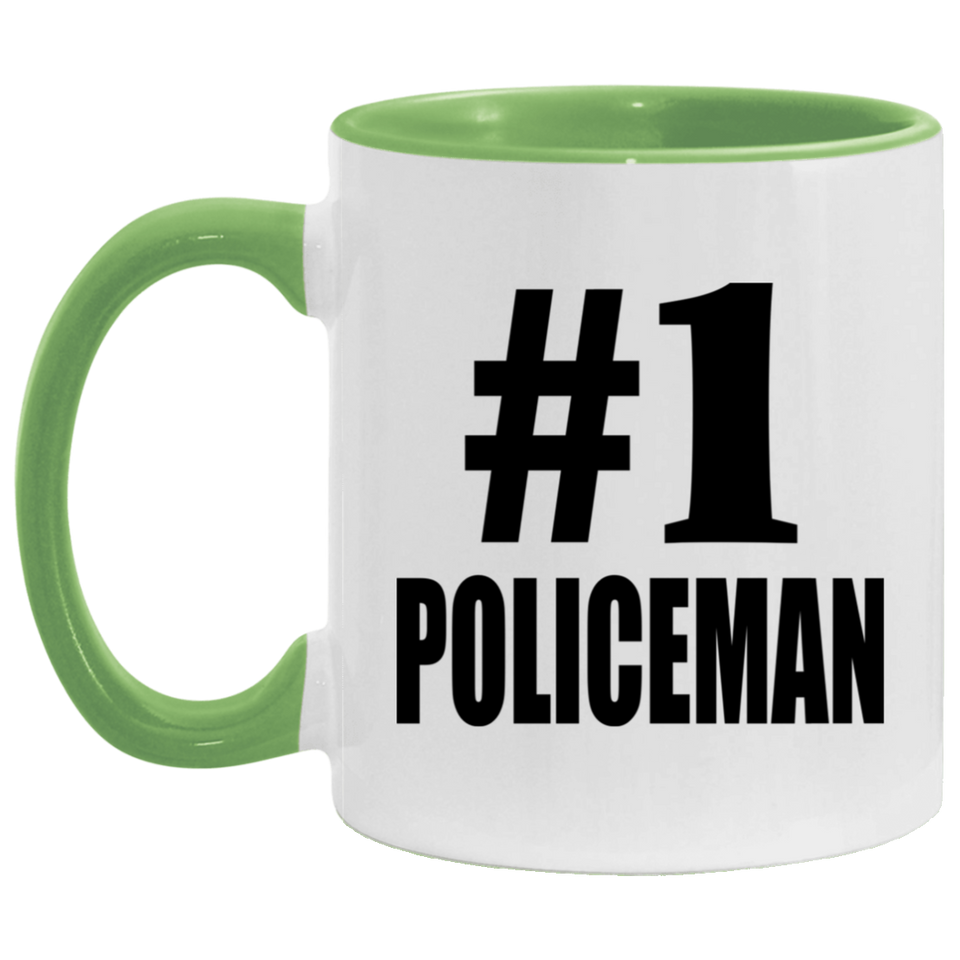 Number One #1 Policeman - 11oz Accent Mug Green