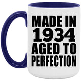 90th Birthday Made In 1934 Aged to Perfection - 15oz Accent Mug Purple