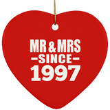 27th Anniversary Mr & Mrs Since 1997 - Heart Ornament