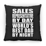 Sales Representative By Day World's Best Dad By Night - Throw Pillow Black
