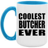 Coolest Butcher Ever - 15oz Accent Mug Blue