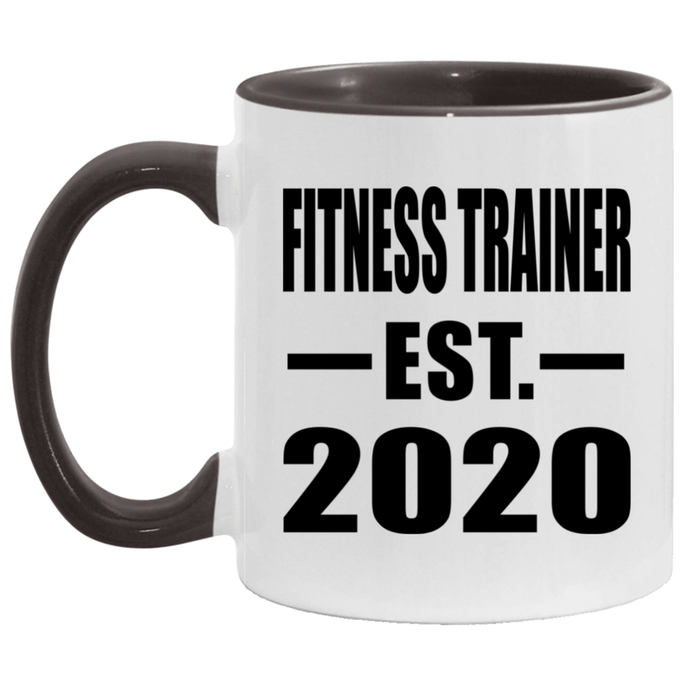 Fitness Trainer Established EST. 2020 - 11oz Accent Mug Black