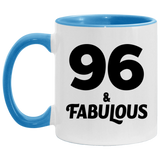 96th Birthday 96 & Fabulous - 11oz Accent Mug Blue