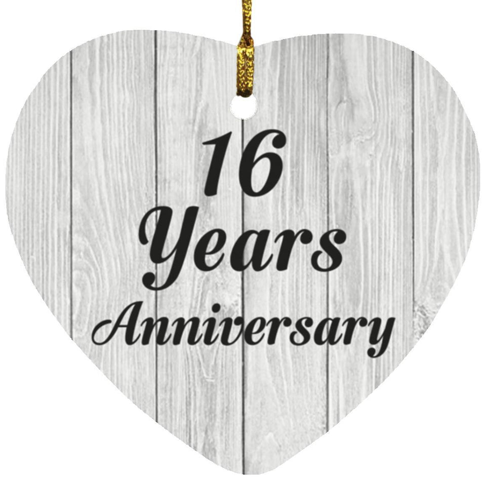 16th Anniversary 16 Years Anniversary - Heart Ornament F