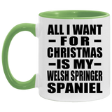 All I Want For Christmas Is My Welsh Springer Spaniel - 11oz Accent Mug Green