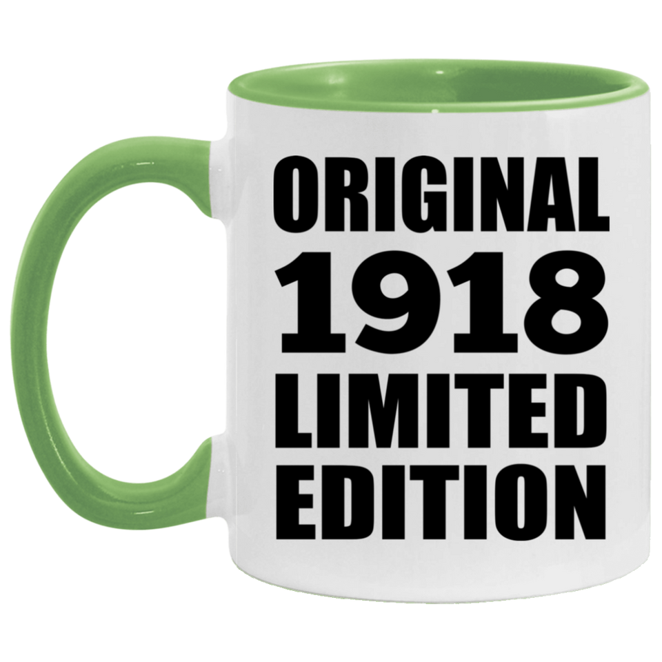 106th Birthday Original 1918 Limited Edition - 11oz Accent Mug Green