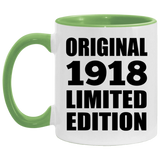 106th Birthday Original 1918 Limited Edition - 11oz Accent Mug Green