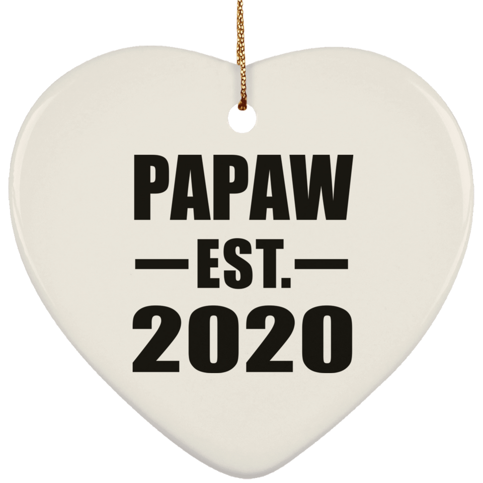 Papaw Established EST. 2020 - Heart Ornament