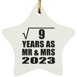 3rd Anniversary Square Root of 9 Years As Mr & Mrs 2023 - Star Ornament