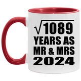 33rd Anniversary Square Root of 1089 Years As Mr & Mrs 2024 - 11oz Accent Mug Red