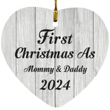 First Christmas As Mommy & Daddy 2024 - Heart Ornament F