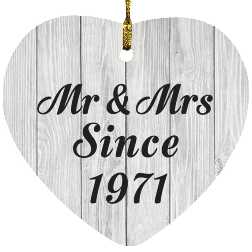 53rd Anniversary Mr & Mrs Since 1971 - Heart Ornament F