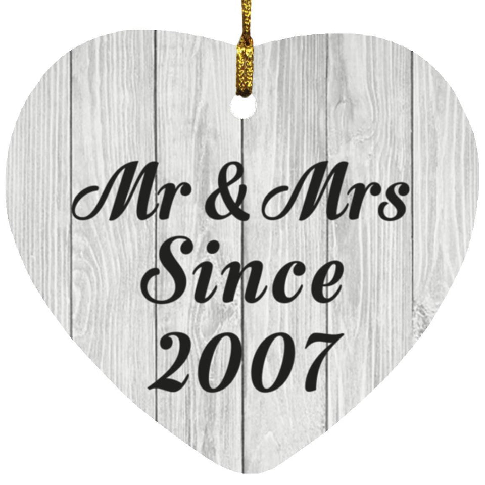 17th Anniversary Mr & Mrs Since 2007 - Heart Ornament F