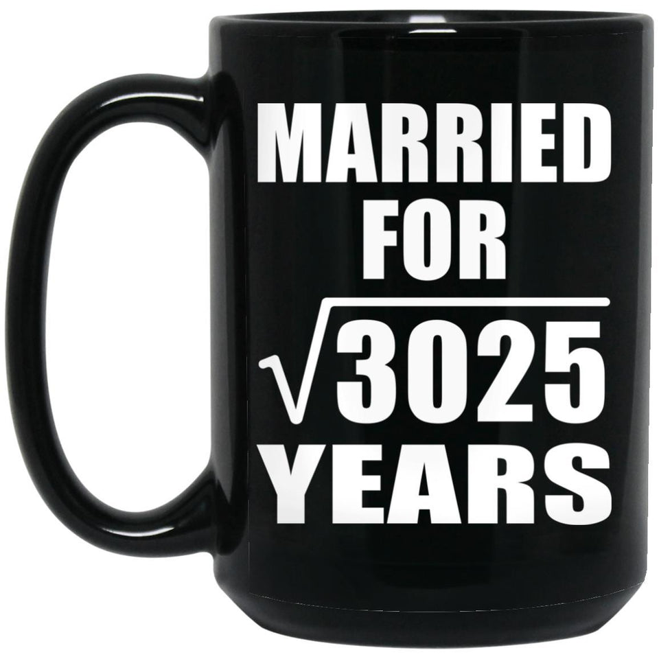 55th Anniversary Married For Square Root of 3025 Years - 15oz Coffee Mug Black