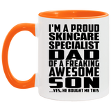 Proud Skincare Specialist Dad Of Awesome Son - 11oz Accent Mug Orange
