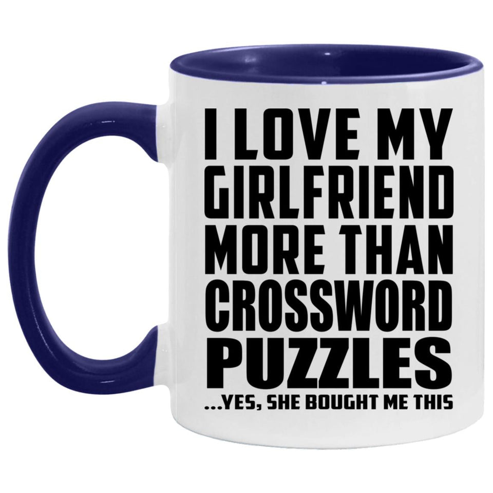 I Love My Girlfriend More Than Crossword Puzzles - 11oz Accent Mug Purple