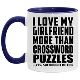 I Love My Girlfriend More Than Crossword Puzzles - 11oz Accent Mug Purple