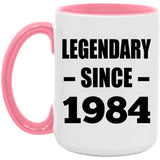 40th Birthday Legendary Since 1984 - 15oz Accent Mug Pink