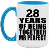 28th Anniversary 28 Years Of Being Mr Perfect - 15oz Accent Mug Blue