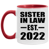Sister In Law Established EST. 2022 - 11oz Accent Mug Red