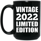 2nd Birthday Vintage 2022 Limited Edition - 15oz Coffee Mug Black
