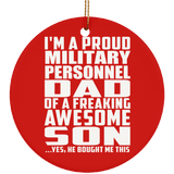 Proud Military Personnel Dad Of Awesome Son - Circle Ornament