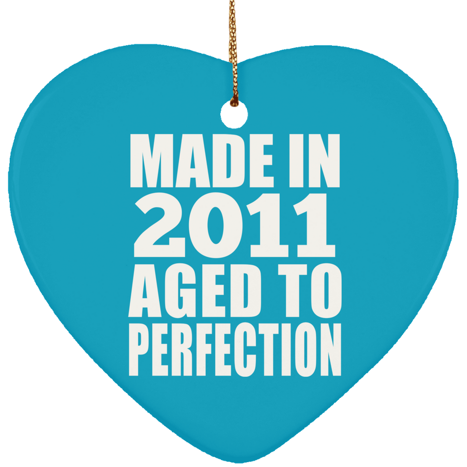 13th Birthday Made In 2011 Aged to Perfection - Heart Ornament