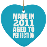 13th Birthday Made In 2011 Aged to Perfection - Heart Ornament
