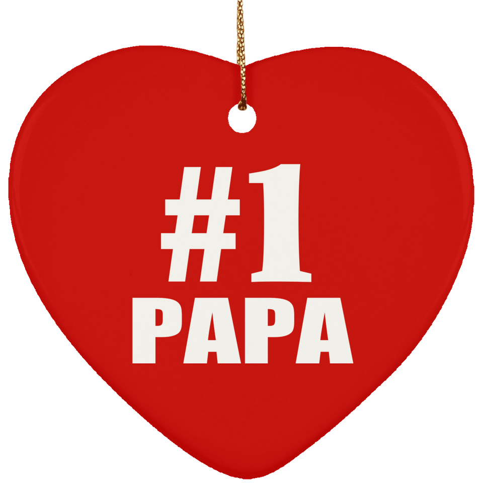 Number One #1 Papa - Heart Ornament