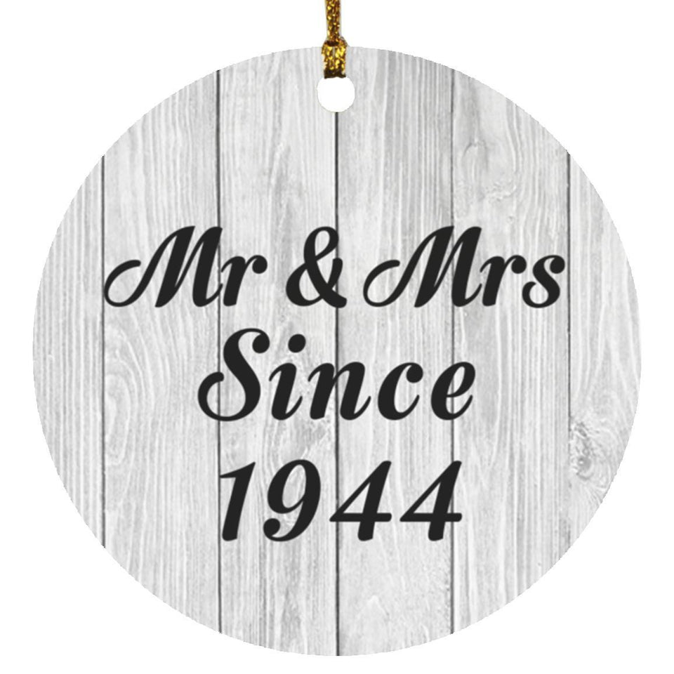 80th Anniversary Mr & Mrs Since 1944 - Circle Ornament F