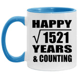 Happy 39th Anniversary Square Root of 1521 Years & Counting - 11oz Accent Mug Blue