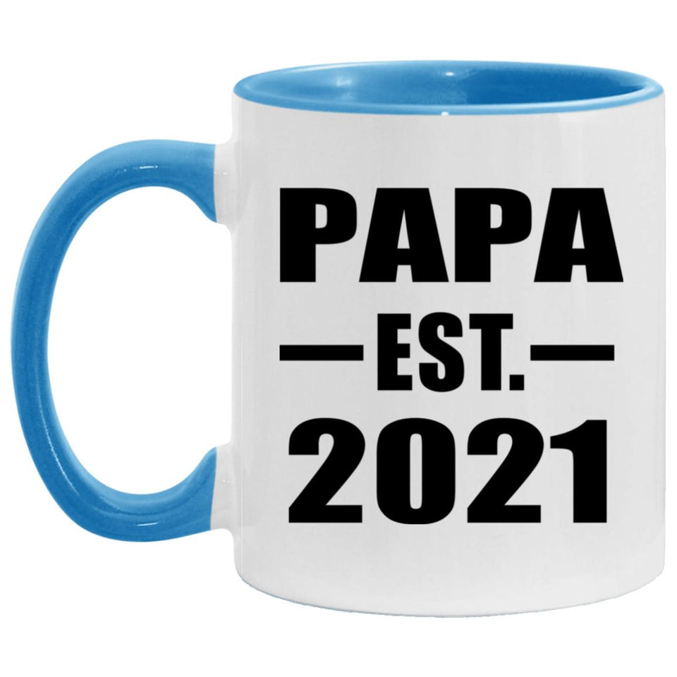 Papa Established EST. 2021 - 11oz Accent Mug Blue