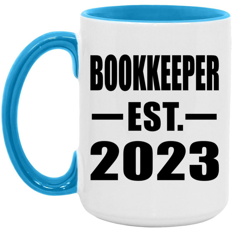 Bookkeeper Established EST. 2023 - 15oz Accent Mug Blue