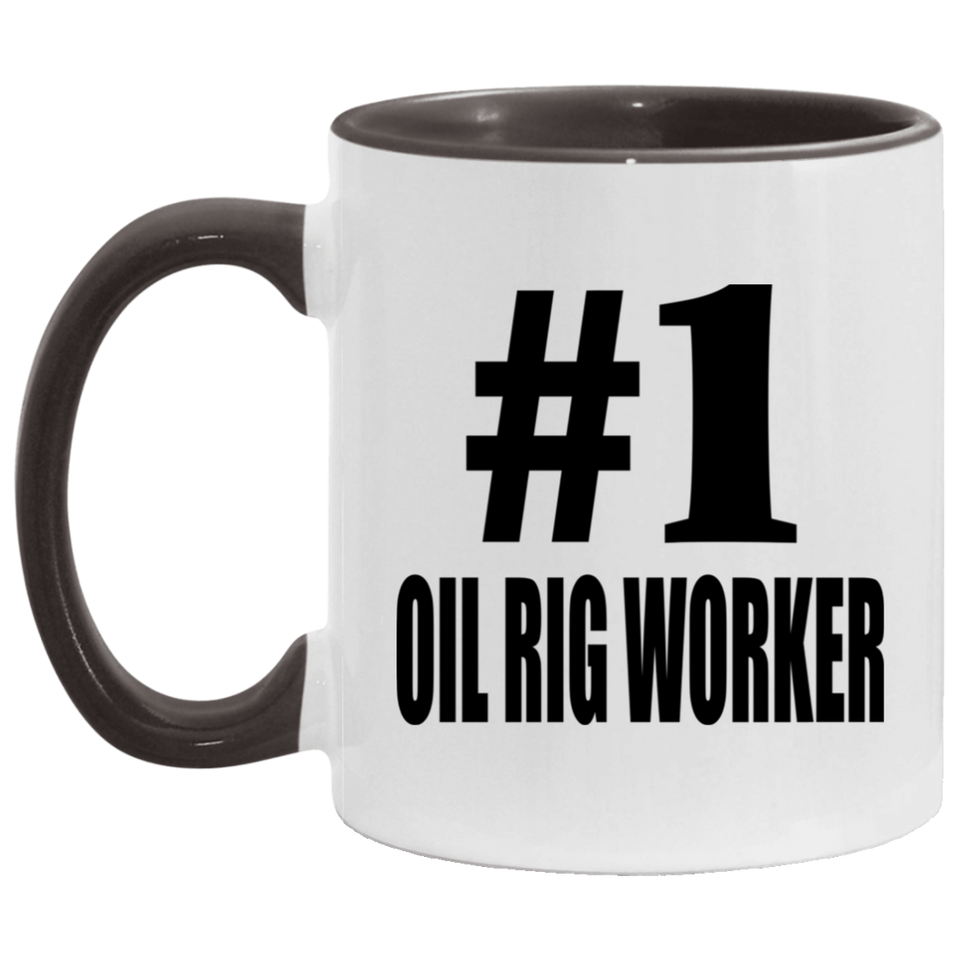 Number One #1 Oil Rig Worker - 11oz Accent Mug Black