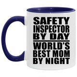 Safety Inspector By Day World's Best Mom By Night - 11oz Accent Mug Purple
