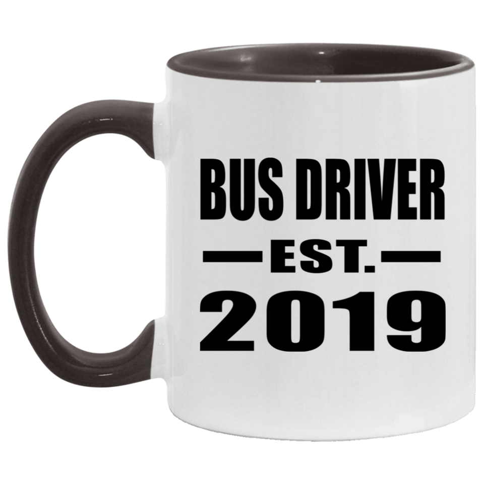 Bus Driver Established EST. 2019 - 11oz Accent Mug Black
