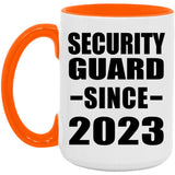 Security Guard Since 2023 - 15oz Accent Mug Orange