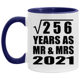 16th Anniversary Square Root of 256 Years As Mr & Mrs 2021 - 11oz Accent Mug Purple