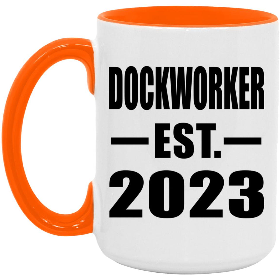 Dockworker Established EST. 2023 - 15oz Accent Mug Orange