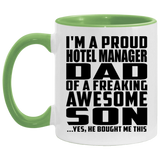 Proud Hotel Manager Dad Of Awesome Son - 11oz Accent Mug Green