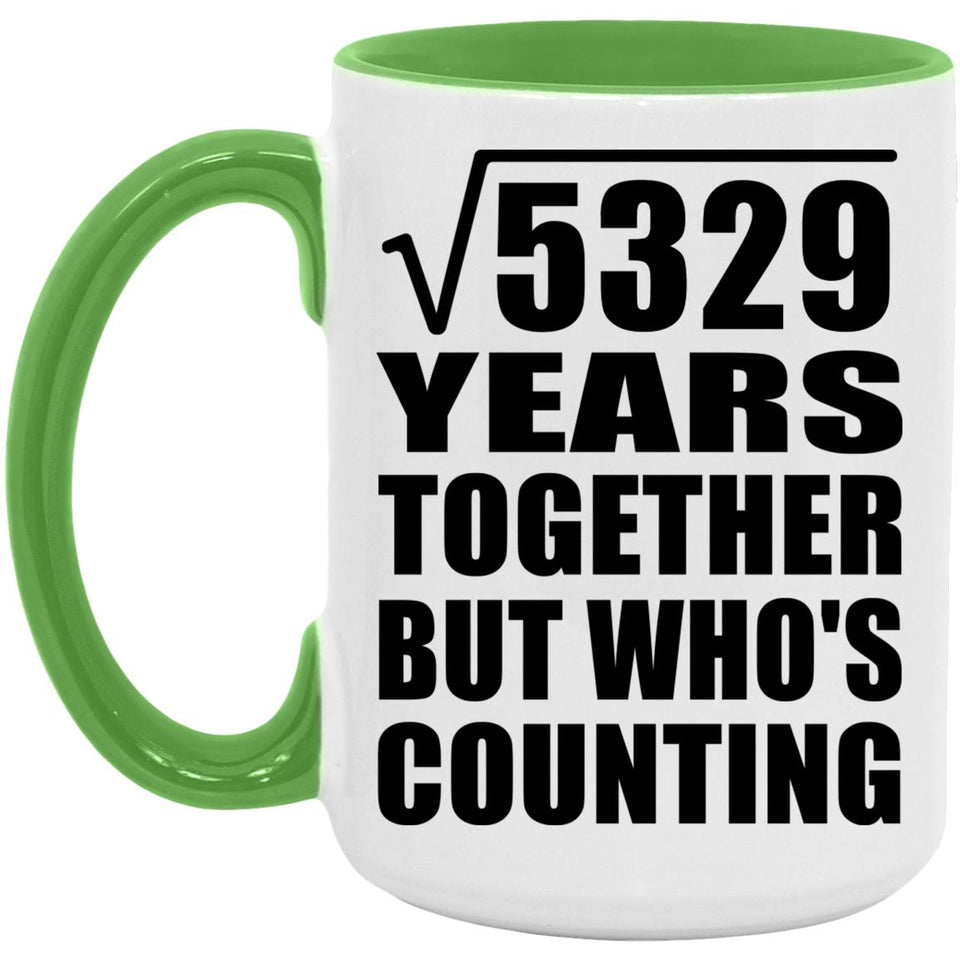 73rd Anniversary Square Root of 5329 Years Who's Counting - 15oz Accent Mug Green